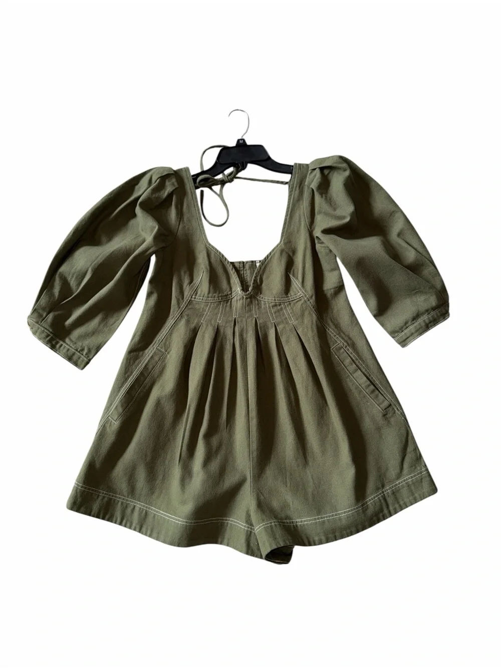 Free people Regret Me Romper Denim Twill Green Size 6